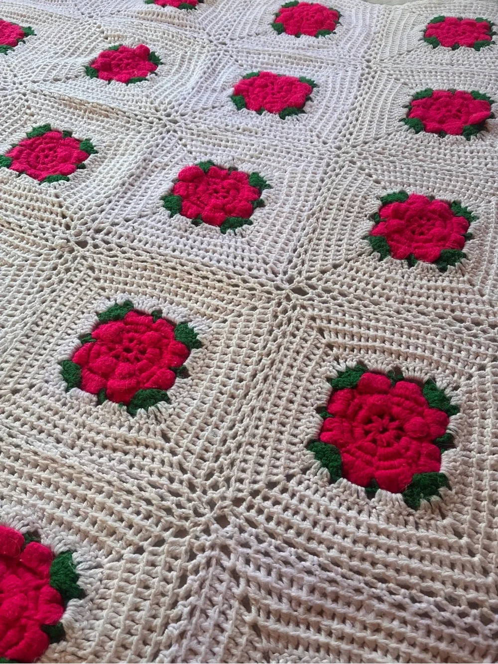 Rose Granny Square Afghan